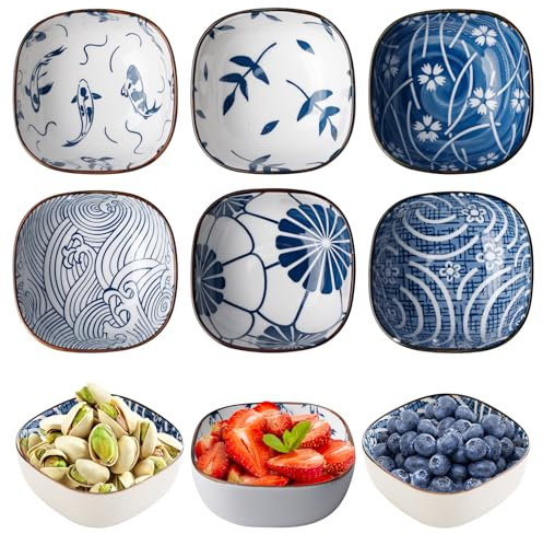 6er Set Keramik Dipschalen, Dessertschalen Keramik Dipschalen, Dip Schalen Set, Saucenschälchen, Snackschüsseln, Saucenschalen für Sojasauce Sojasauce, Essig, Japanischen Stil, 9,2 cm