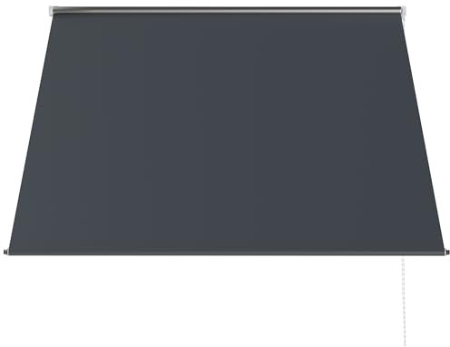 Outsunny Toldo para Ventana Manual 150x120 cm Toldo Retráctil Exterior con Estructura de Aluminio Ángulo de Inclinación Regulable Impermeable y Anti-UV Gris Oscuro