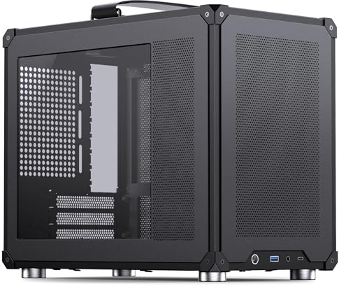 Jonsbo C6 MAX PC-Gehäuse Schwarz – kompaktes mATX Case mit Tragegriff, Airflow-Mesh, Platz für GPU bis 335mm, CPU-Kühler bis 170mm, 5 Lüfterplätze