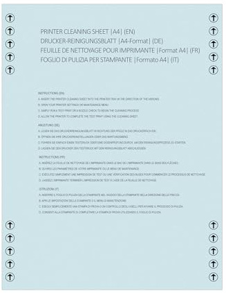Drucker-Reinigungsblätter A4, reinigen Rollen und Trommeln, entfernen Flecken, verhindern Streifen und Serviceanrufe, für Tintenstrahl-Drucker
