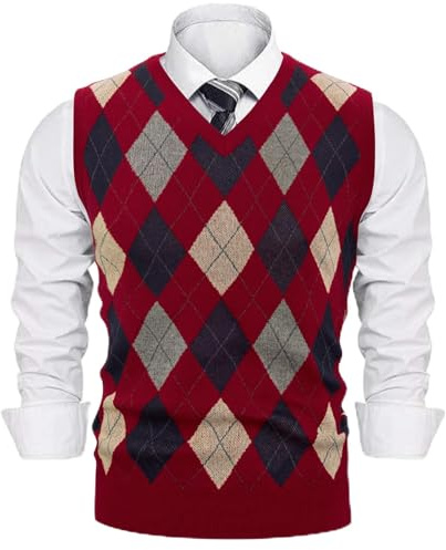 Sykooria Pull Homme sans Manches en Col V Gilet Veste en Maille Automne Homme Cardigan Décontractée en Tricot