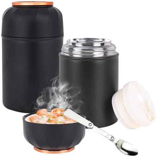 Binnan Thermos Alimentaire Chaud 500 ML, Acier Inoxydable Boite Repas Isotherme avec Cuillère, Boite Alimentaire Isotherme avec Poignée, sans BPA, Lunch Box Isotherme pour Ecole, Camping, Bureau
