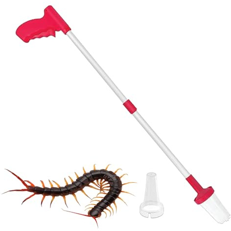 Spindelfångare med långt handtag 83 cm, vikbar kontaktlös insektsfångare, levande spindelgripare för att fånga mänskligt och släppa ut spindlar, kackerlackor och insekter hemma