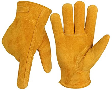 Guantes de trabajo Men de cuero trabajando Guantes protectores de seguridad de soldadura Guantes de trabajo de soldadura(Medium)