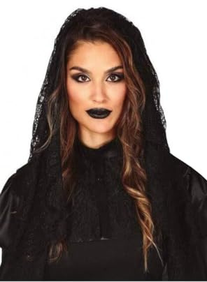Fiestas GUIRCA | Voile Noir Mantilla pour Femme Adulte - (Taille Unique) - Diadème en Dentelle pour Halloween, Carnaval et Fêtes Costumées - Accessoire de Costume pour Célébrations Culturelles - Noir