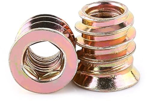 Hex Socket Drive Insert Nuts, Zinc Plated Carbon Steel Threaded Insert Nuts Screw-in Nuts Assortment Tool Kit for Wood Furniture