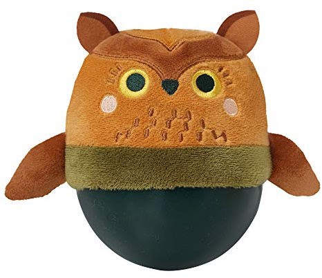 Manhattan Toy Bobbly Owl Weighted, Soft Silicone Wobble Ball with Embroidered Plush Baby & Toddler Toy