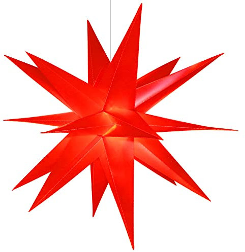 Qijieda 3D Weihnachtsstern Beleuchtet Außen Batterie mit Timer - 58cm led Weihnachtsstern für Fenster, Adventsstern Stern Zum Dekorieren von Innenhof, Balkon Und Garten
