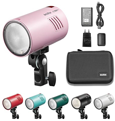 Godox AD100Pro Pocket Flash 2,4 G Trådlös 5 grupper 32 kanaler OLED-skärm 5800K 1/8000s Sync TTL/Multi/M Flash med 2600 mAh batteri för Canon Nikon Sony Olympus Panasonic Pentax (rosa)