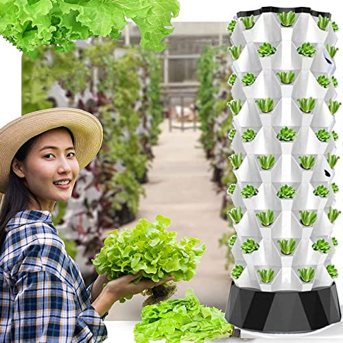 CGLYYDS Hydroponik-Turm,10 Schichten Hydroponic Grow Kit 80 Löcher Hydroponic System Grow Kit,Erdlose Pflanzenanbau Systeme für Hydroponische Gemüse, Salat, Blumen, Früchte