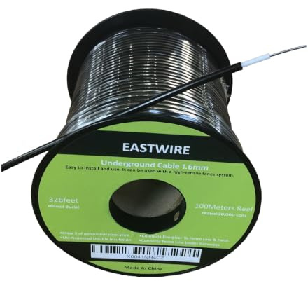 Electric Fence Double Insulated Wire Underground, Electric Fence Double Insulated Underground Hard Cable, Direct Burial (1.6mm, 100meters/328ft)