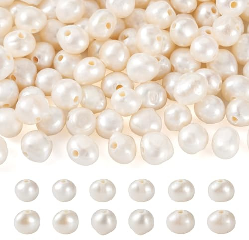 FASHEWELRY, Keshi - 100 perlas naturales de agua dulce cultivadas barrocas de 7 a 8 mm para hacer collares, pulseras, pendientes, fabricación de joyas