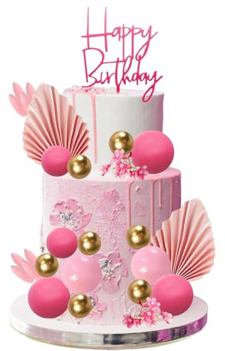 29Pcs Boho Kuchen Deko Tortenaufsatz Tortendeko Blumen Tortendeko Kugeln Deko Torte Palmblätter Rosa Tortendeko Kuchenaufstecker Kuchendekoration für Mädchen DIY Geburtstag Hochzeit Tortendekoration
