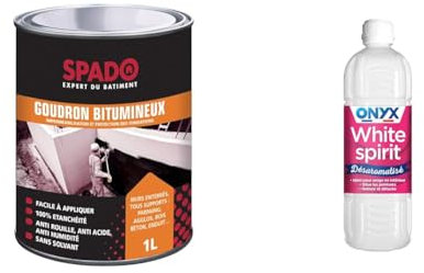 SPADO Goudron Bitumineux 1L & Onyx - White Spirit Désaromatisé - Solvant Diluant Peintures et Vernis - Produit Nettoyant Décapant Peinture - Fabrication Française - 1L