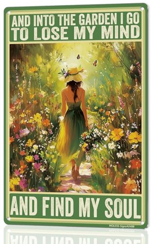 MOLESS 8x12″ Garden Sign | Inspirational Garden Decor, Find My Soul, 2488