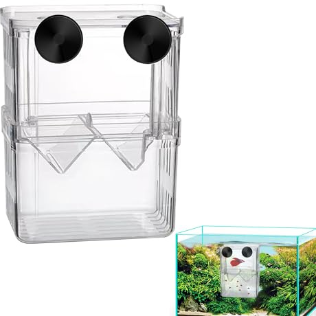 Breeding Box for Fish Tank Ransparent Plastic Breeder Box for Small Baby Fishes Shrimp Clownfish and Guppy (1PCS）