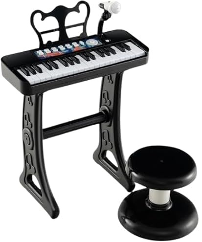 MIXEL Piano For Kids, 37-Key Keyboard, Electronic Keyboard with Stool, Educational Toy, Ergonomic Design, Music and Sound, Long-Lasting Enjoyment, Safe & Durable, Black