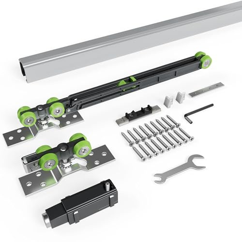 8FT/96in Pocket Door Track Kit with Soft Close and Soft Open Hardware, Commercial Grade, Aluminum, No Door
