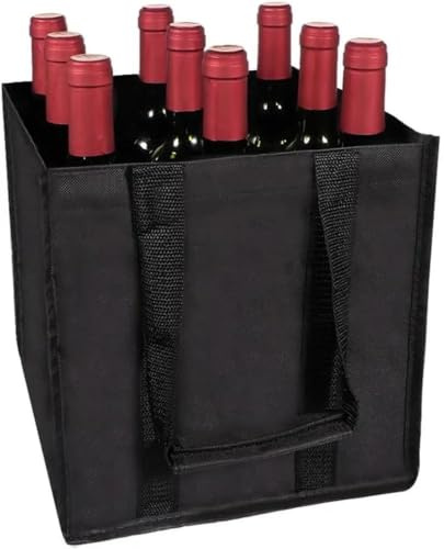 Komoke Bolsa para botellas de 9 botellas, resistente portabotellas y portabebidas de Oxford, cesta para botellas de agua y cerveza, cesta plegable y soporte para botellas, tu cesta favorita como