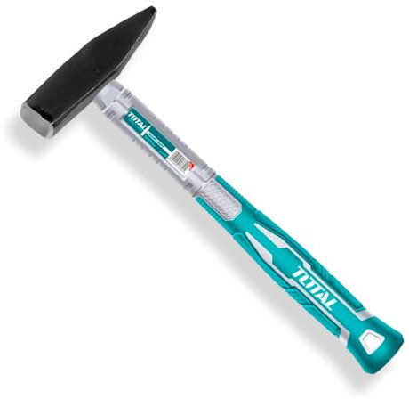 TOTAL - Martillo Mecánico | Peso de 300 gr | Cabeza de Acero Forjado | Profesional, Cómodo y Seguro | Herramienta de Carpintero | Mango de Fibra