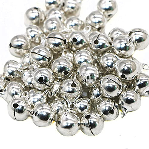 100 cascabeles de Metal Plateado,cascabeles de Hierro con Ojal,decoración de Navidad,Boda,Colgante para Manualidades,fabricación de Joyas,Mascotas,Campanas de Viento,decoración de Navidad,14 mm