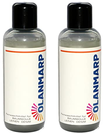 Detergente para algodón y lino Olanmarp concentrado – detergente líquido suave para lavado a mano y a máquina – ideal para fibras naturales y ropa delicada – sin químicos agresivos (480 ml)