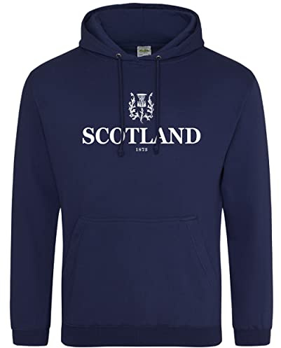 Scotland - Sudadera con capucha de rugby para hombre, diseño de Scottish Thistle Nations, azul marino, XL