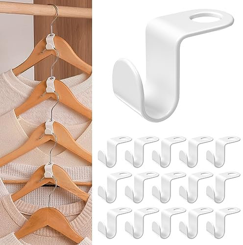 Magrimaxio 70 Piezas Ganchos para Perchas, Gancho de conexión para Ropa, Conectores de plástico, Organizador en Cascada, Clothes Hanger Hooks, para Organizar El Armario y Ahorra Espacio (Blanco)