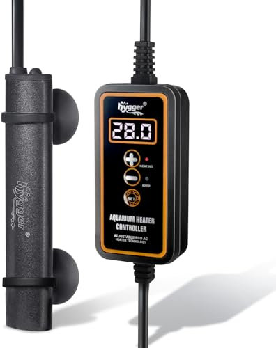 hygger Mini Aquarium Heizung, 50W Tauchfähiger Betta Aquarium Heizstab mit Digitalem Display Externer Steuerung, Schildkröten Aquarium Heizer Geeignet für Süßwasserbecken bis zu 45L