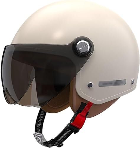 Jethelm Mit Visier Hochwertiger Motorradhelm, ECE-Zertifiziert Halbschalenhelm Für Herren Und Damen Vintage Halbschalenhelm Für Moped, Mofa, Scooter Und Roller - Retro Helm Design 1,55-62CM