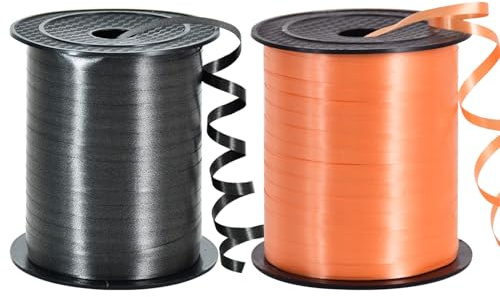 TONIFUL 500 Yards Curling Ribbon-Balloon Ribbon-Balloon String for Art&Craft Decor,Gift Wrapping,Ribbons and Bows for Halloween Christmas New Year Birthday Gifts Supplies (Black Orange)