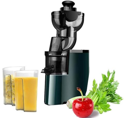 150W Juice Extractor, Juice Extractor i stor kaliber, Slow Juicer, Cold Press Slow Juicer, Juicemaskin med högt juiceutbyte, Kompakt Centrifugal Juicer Anti-dropp, Elektriska Juicers green