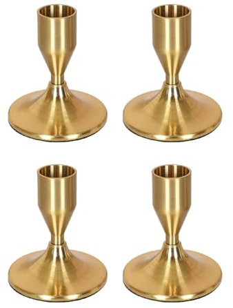 4Pcs Candlestick Holder Metal, Gold Candle Stick Holder for Table Centerpiece, Wedding Reception, Festive Christmas Mantel Decoration or Home Decor