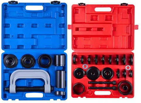 VEVOR Kit Pressa per Cuscinetti, 10+24 Pezzi, Utensile per Boccole, Set per Piste e Guarnizioni con 13 Boccole, Telaio a C e Manicotti, Strumenti di Installazione e Rimozione con Custodia