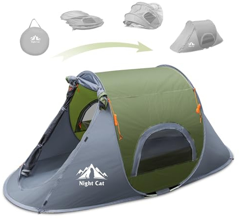 Night Cat Tienda de Campaña Pop Up para 1 Personas Impermeable Instantánea Automática Fácil instalación Cúpula