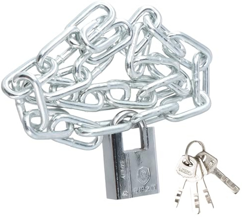 Catena con Lucchetto, Catena di Sicurezza e Kit di Blocco, Catene per Bicicletta, Catene moto Antifurto, Lucchetto Bicicletta Antifurto, per Cancelli, Motocicli, Biciclette, Recinzioni (80 cm)