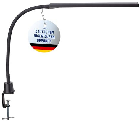 MAUL LED-Tischleuchte MAULpirro, dimmbar – Büro Arbeitsplatzleuchte – Schreibtischlampe mit 3000K Farbtemperatur und Klemmfuß– schwarz