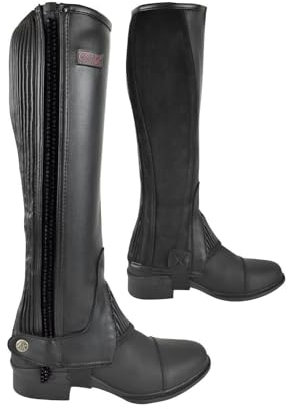 AK Flexi Crystal Reit-Halbchaps mit Konturenbeschlag (schwarz/pink, 14/XXS)