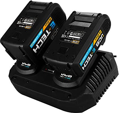 JCB 18V Dual Charger, Compatible with JCB Power Tools 18v Lithium-ion Batteries, Combi Drill, Drill Driver and More, with Red & Green LED Indicators, 3 Year Warranty