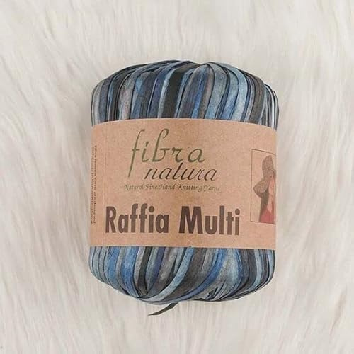 Fibra Natura Rafia Multi Filato, %100 Cellulosa, Filato Rafia, Corda Macrame di carta, 34,9 g 87yd, Rafia Straw, Decor Yarn (07)