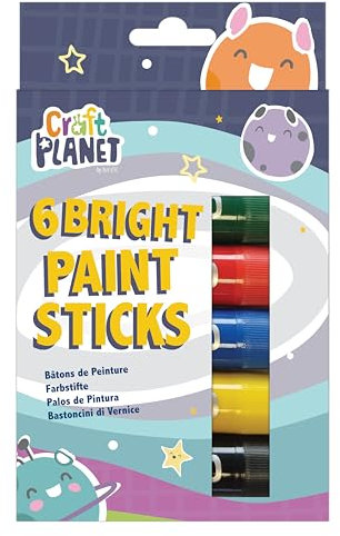 Craft Planet Paint Pens - 6 Kids Washable Paint Sticks In Assorted Bright Colours - Perfect Paint Option For Kids, Toddlers, Baby, For Finger Painting, Poster Art, Handprints, Crafts & Window Art