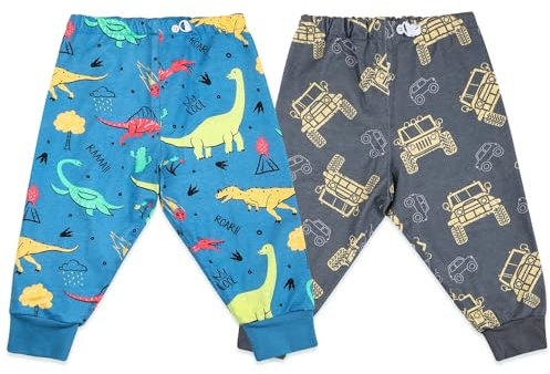 MOEMOE BABY Windelhose Nachts Kinder 2 Stück Baumwolle Windelhosen Baby Töpfchen Trainingshosen für Jungen Mädchen Dinosaurier+Auto S/2-3 Jahre