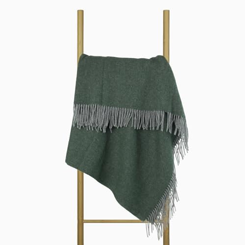 Wolldecke 140x200, 100% Schurwolle, warme & langlebige Decke, weiche Wohndecke Wolle, kuschelige Decke Wolle für Sofa & Bett, Hochwertige Schurwolldecke mit Fransen - Nostra ZELANDIA LUX Wool Blanket