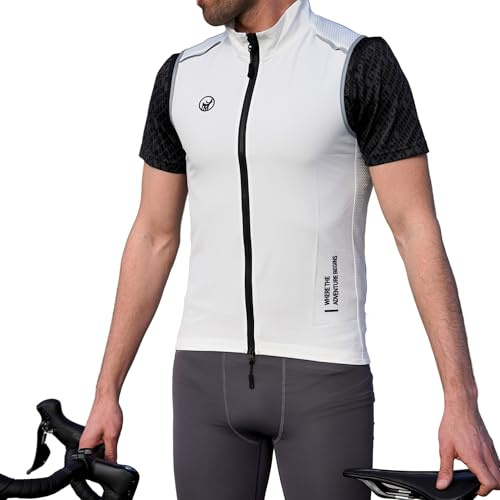 IMPALAPRO Windbreaker Cycling Vest for Men & Women – Ultralight Breathable Waterproof Bike Vest with UV Protection & Reflective Details (White, XL)