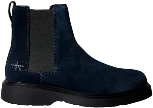 Calvin Klein Uomo Stivaletti Chelsea Combat in Pelle Scamosciata, Blu (Universe Blue), 44
