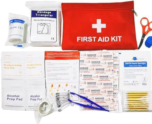 Medi Mini Erste Hilfe Kit, 14 kinds74 Stücke Kleine Erste Hilfe Kit für Reisen, Zuhause, Büro, Fahrzeug, Camping, Arbeitsplatz im Freien (rot) (Rot)
