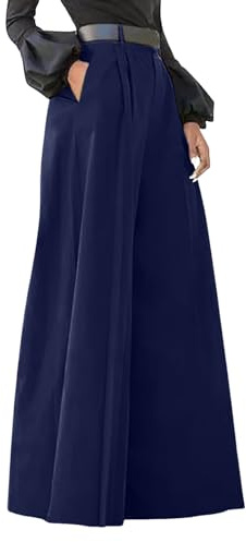lozssnigzi Pantalon Jupe Femme Été Longue Chic Fluide Pantalons Décontractée Taille Elastique Léger Pantalon avec Poches Large Ample Jupe Culotte