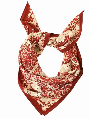 Prettystern 65cm foulard in Seta quadrato sciarpa da donna leggera per estate e primavera Bianco crema rosso KS18