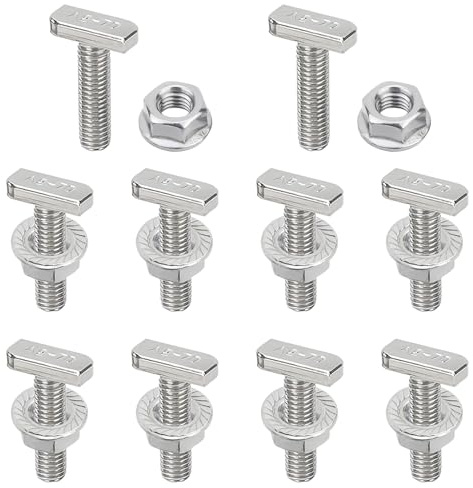 Gativs 10 Pezzi Viti a Testa Martello M8 x 20, Viti a Testa di Martello, T Bolt Vite Bullone con Dadi a Flangia, viti a T con dadi di Bloccaggio, Dadi Flangiati M8, per Guide di Montaggio Solare PV