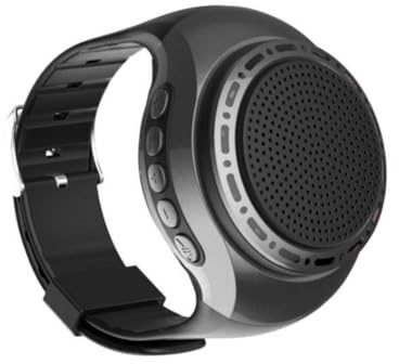 Janasiba Altoparlante da Polso Portatile per Bicicletta Ricaricabile Via USB con Luci Colorate e Orologio, Compatibile con Bluetooth, Musica e Radio FM.